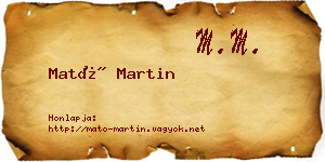 Mató Martin névjegykártya